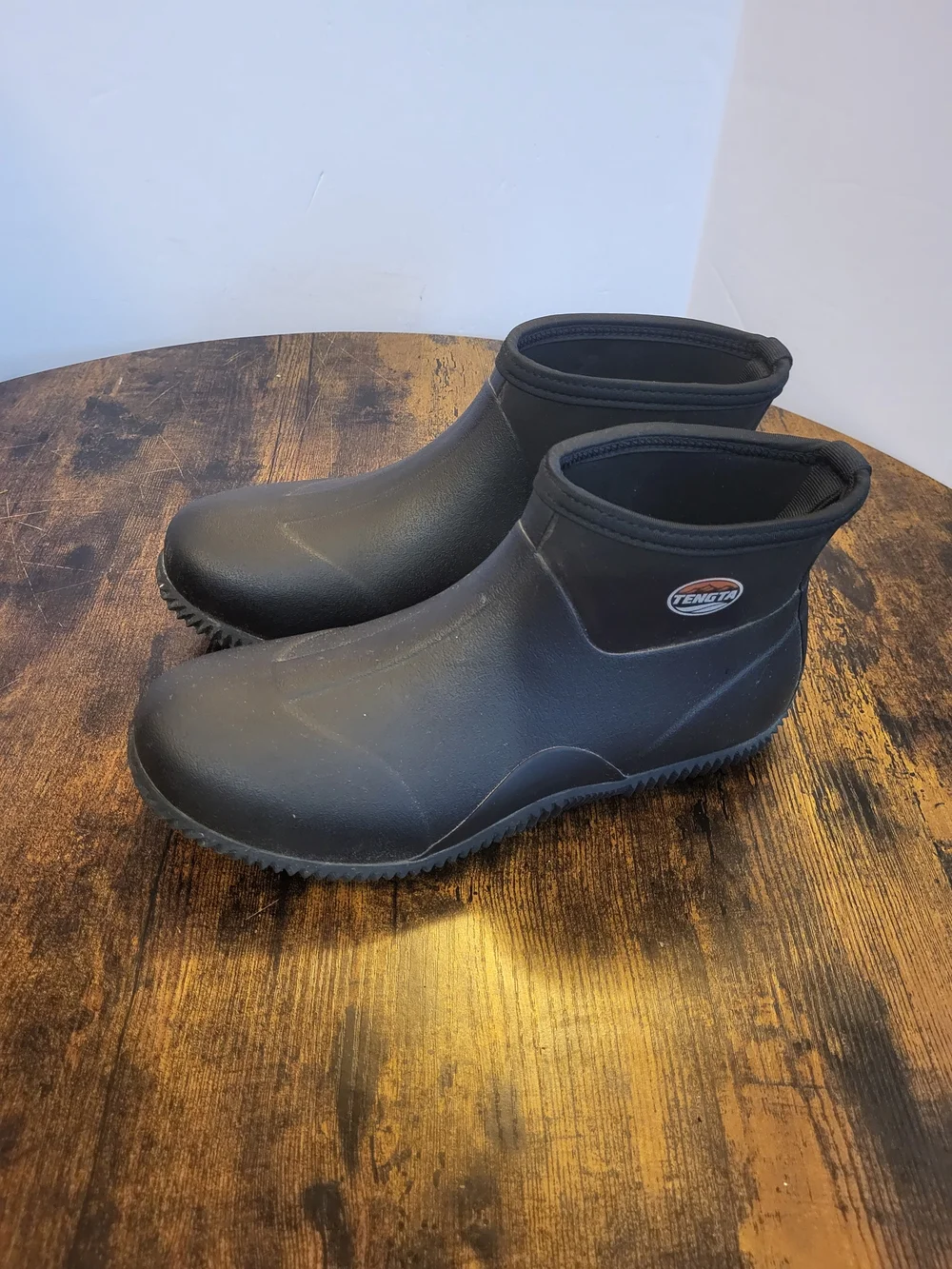 TENGTA Men’s Black Neoprene Waterproof  Pull On Rubber Boots Size 11 Garden Rain